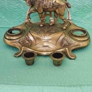 Ancien encrier porte lettre cheval en bronze
